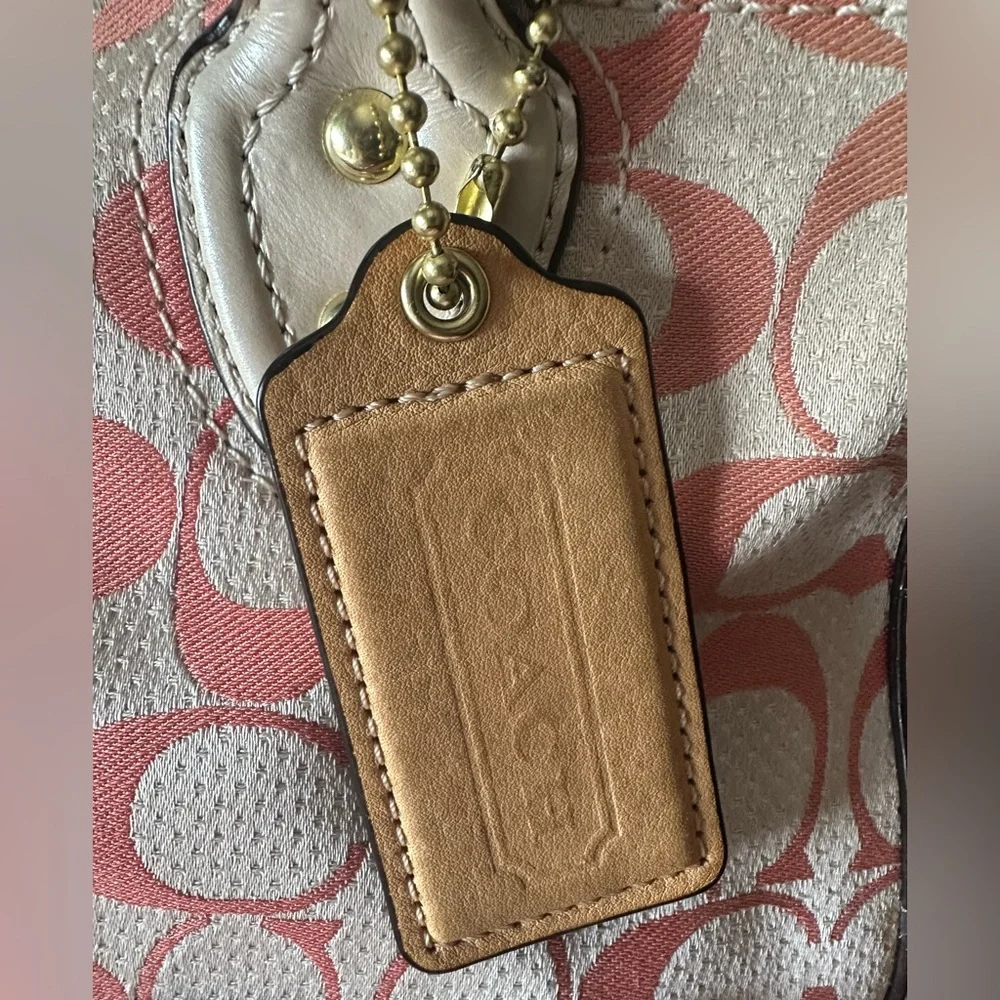 COACH Signature Poppy C Dot Hallie Tote
